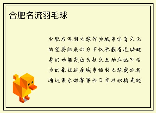 合肥名流羽毛球